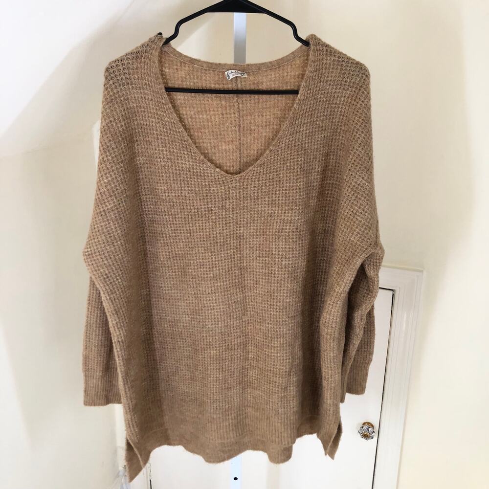 Intimately by Free People EUC Women's Brown V-Neck Acrylic Pullover Sweater XS/S